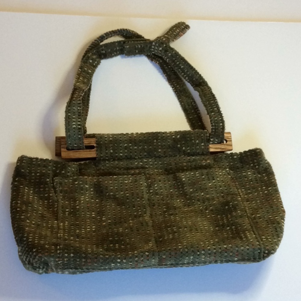 Handmade Purse Dark Green Material Adjustable Straps NEW